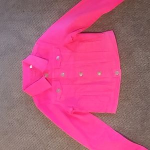 Kidpik dark pink denim jacket-girls